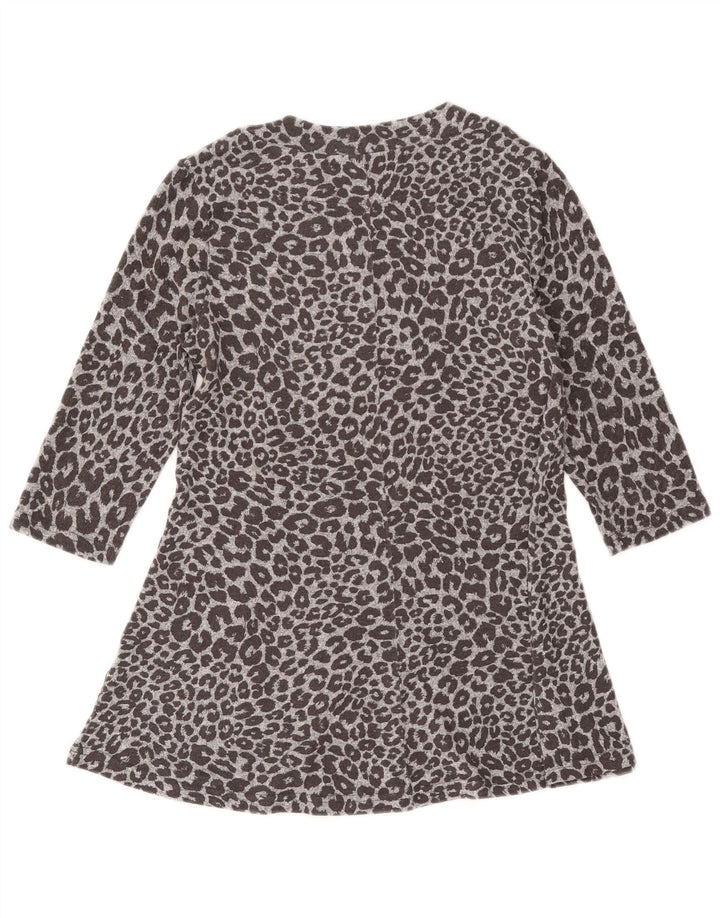 Marks & Spencer Dame A-Line Kjole UK 12 Medium Grey Animal Print