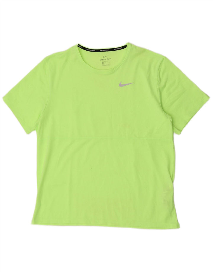 Nike Herre Dri Fit Running T-Shirt Top Stor Grøn Polyester