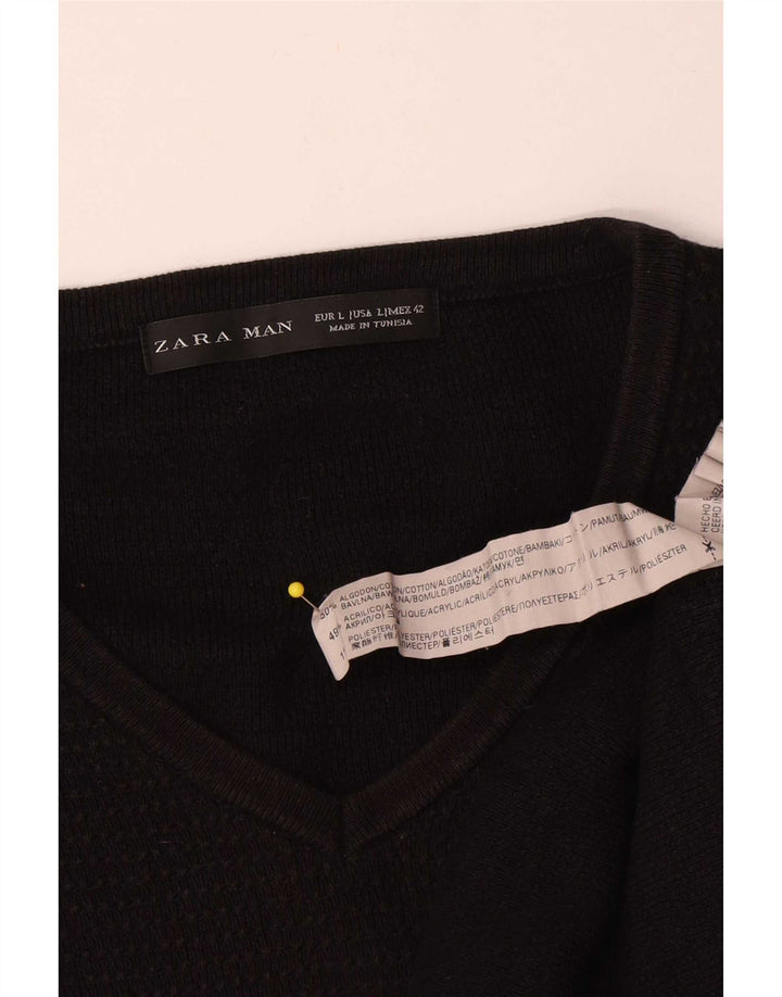 Zara Herre V-hals sweater Stor sort bomuld