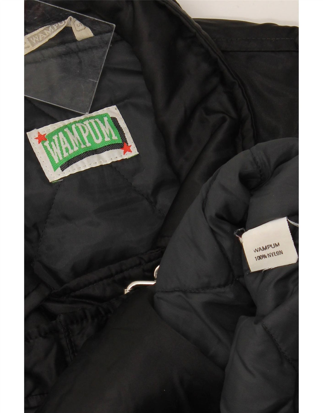 WAMPUM Bikerjakke i overstørrelse til kvinder UK 10 Lille sort nylon