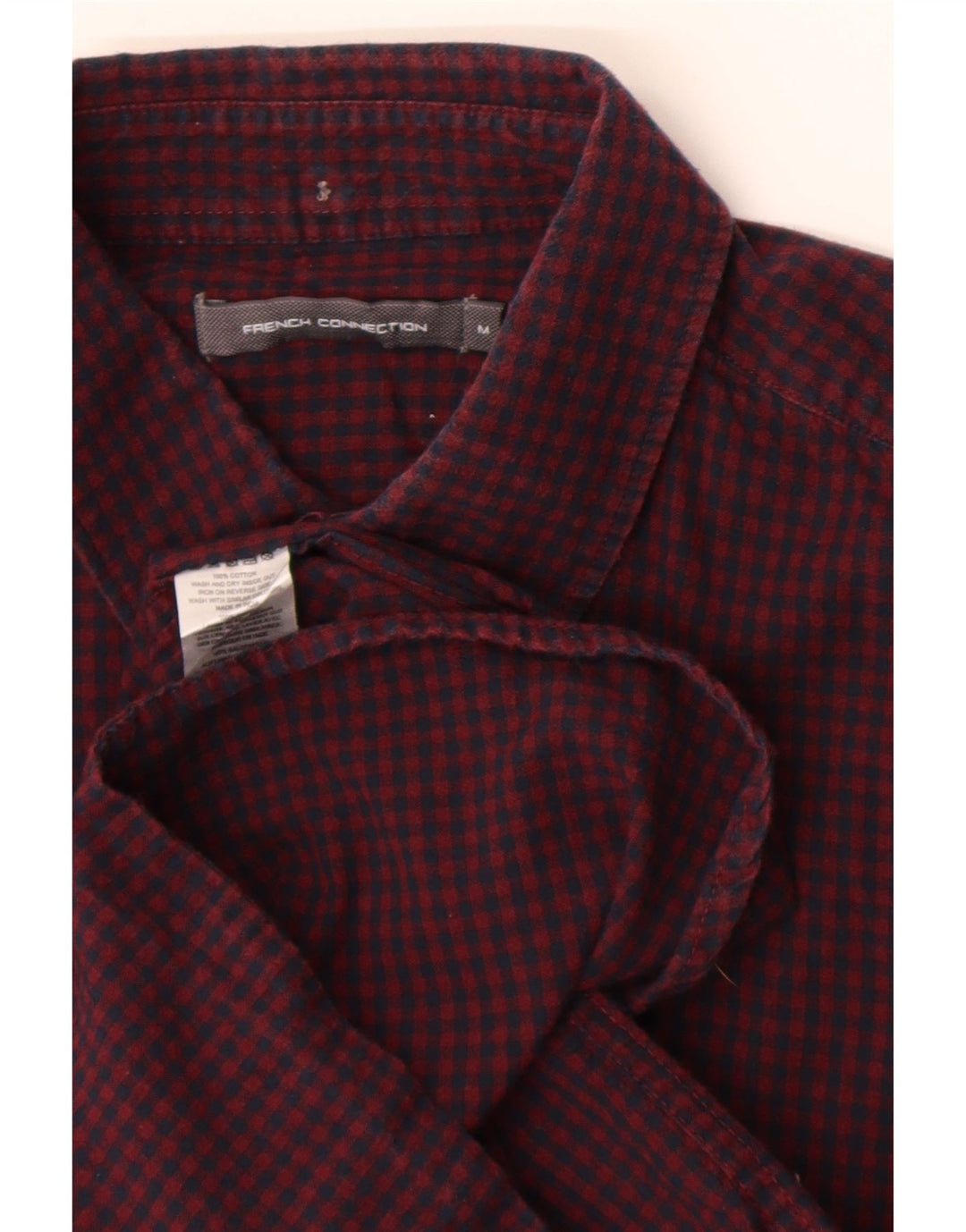 French Connection Herreskjorte Medium Burgundy Gingham Cotton