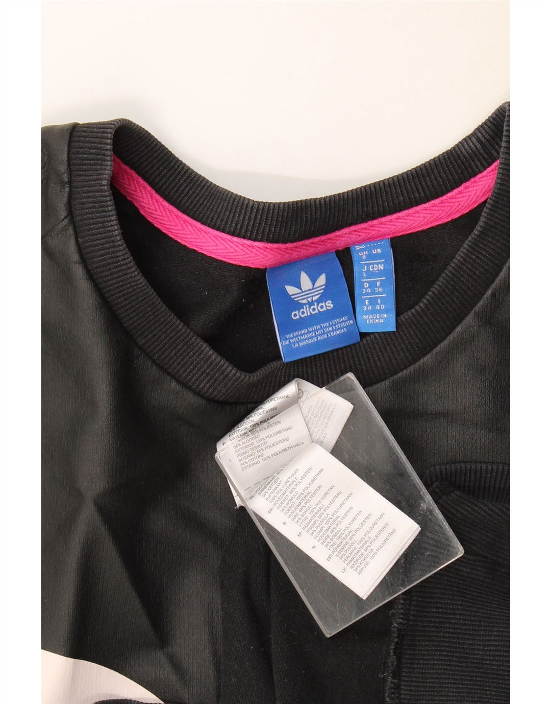 Adidas Dame Grafisk Oversized Sweatshirt Jumper UK 8 Lille Sort