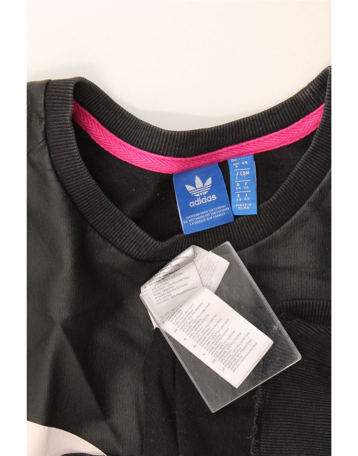 Adidas Dame Grafisk Oversized Sweatshirt Jumper UK 8 Lille Sort