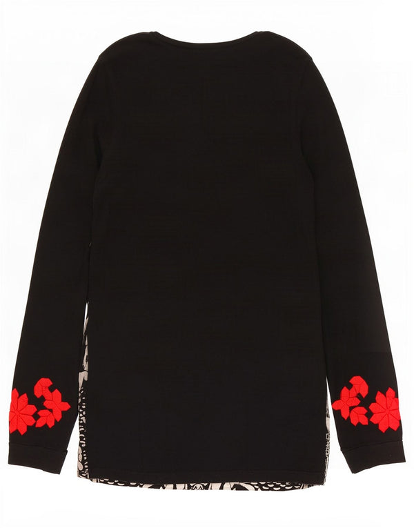 Desigual Damebluse Top UK 12 Medium Sort Blomsterbomuld