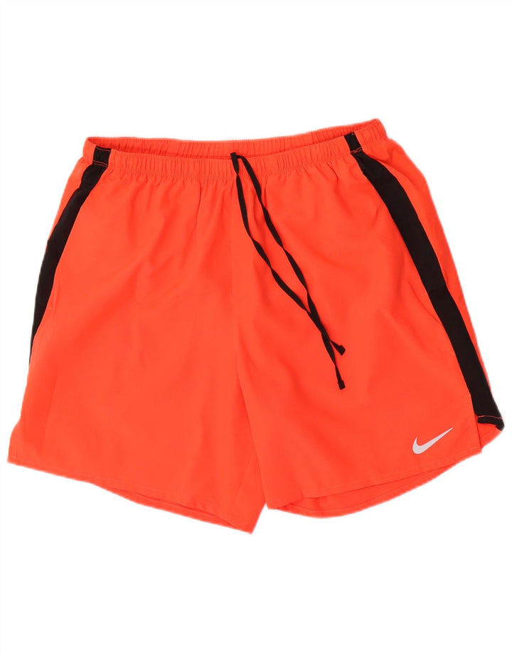 Nike Herre Dri Fit Sportshorts Store Orange Colourblock Polyester