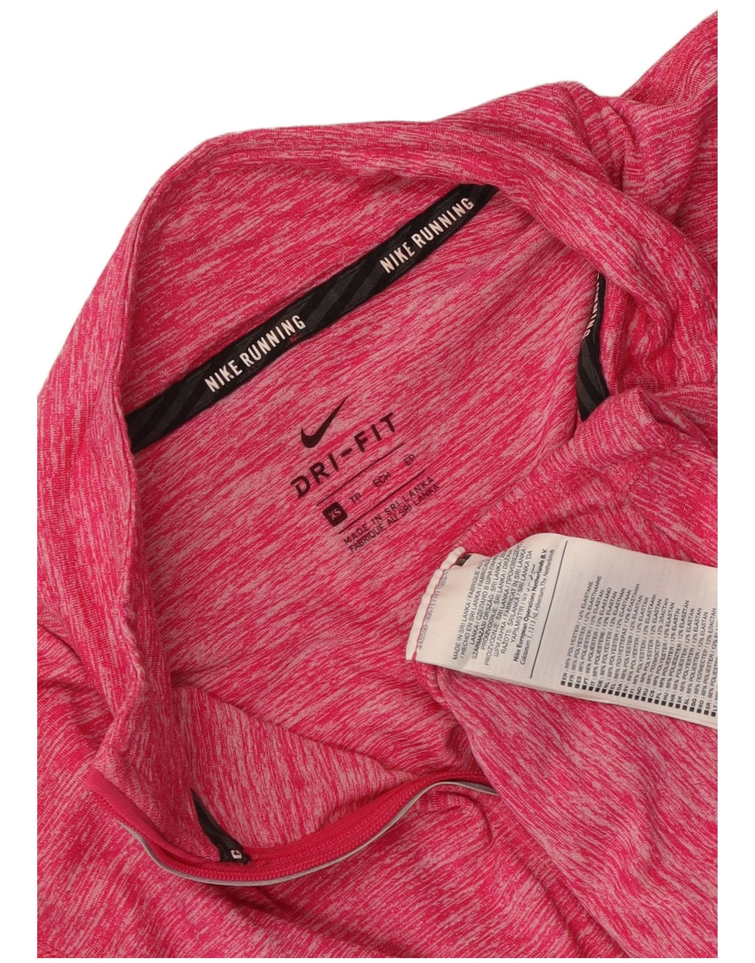 Nike Dame Dri Fit Pullover med lynlås-hals Træningsdragt Top UK 6 XS Pink Flecked