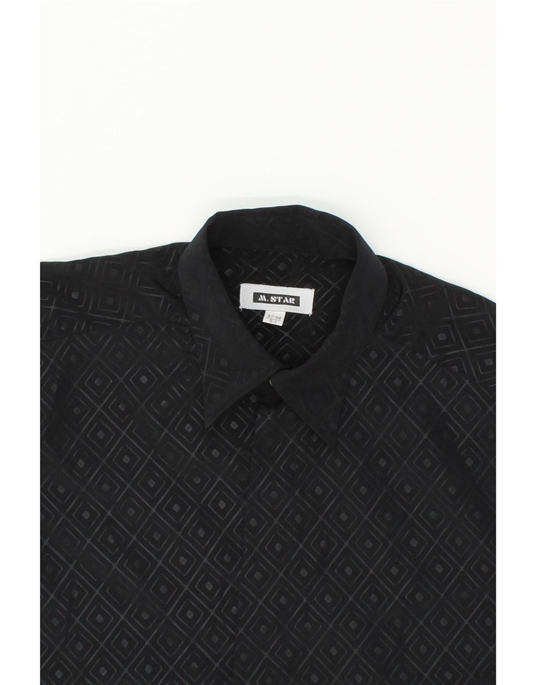 VINTAGE Mens Shirt Size 37/38 Small Black Argyle/Diamond Vintage Vintage and Second-Hand Vintage from Messina Hembry 