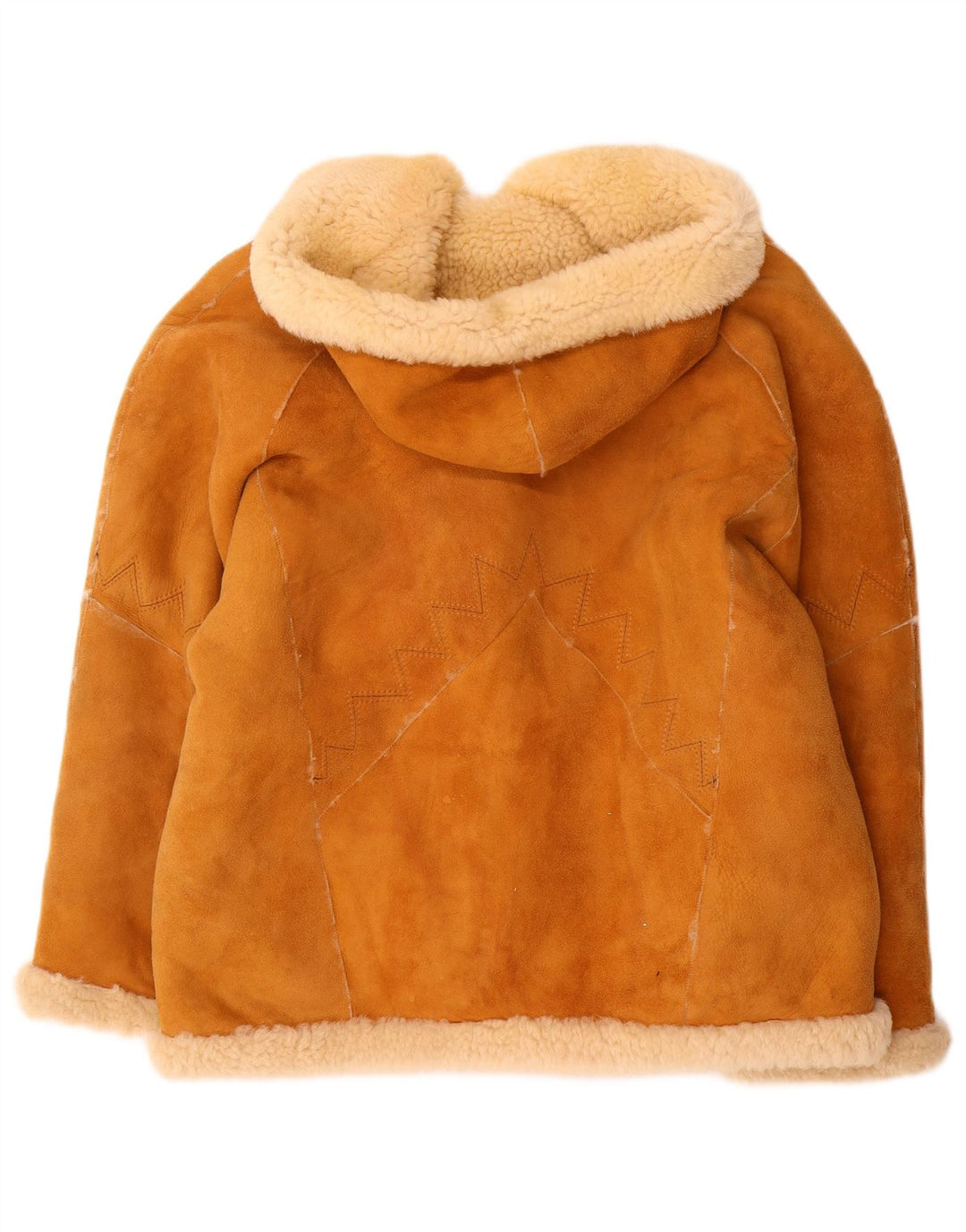 Vintage Dame Hætte Oversized Shearling jakke EU 40 Medium Brun