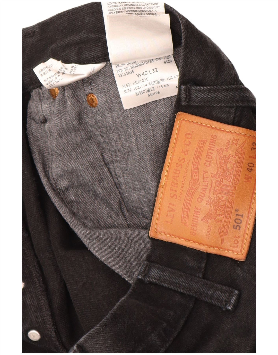 Levi's Herre 501 lige jeans W40 L32 sort bomuld