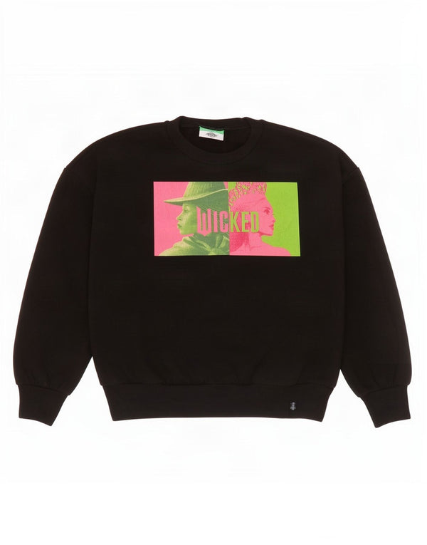 Benetton Girls Wicked Graphic Sweatshirt Jumper 10-11 år XL Sort bomuld