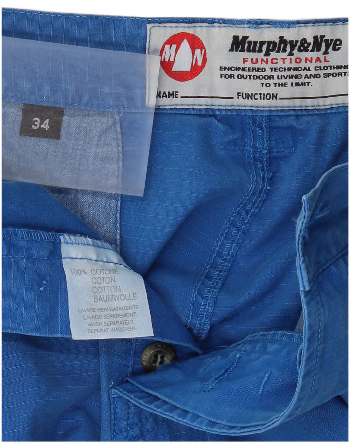 Murphy & Nye Herre Cargo Shorts W34 Large Blue Cotton