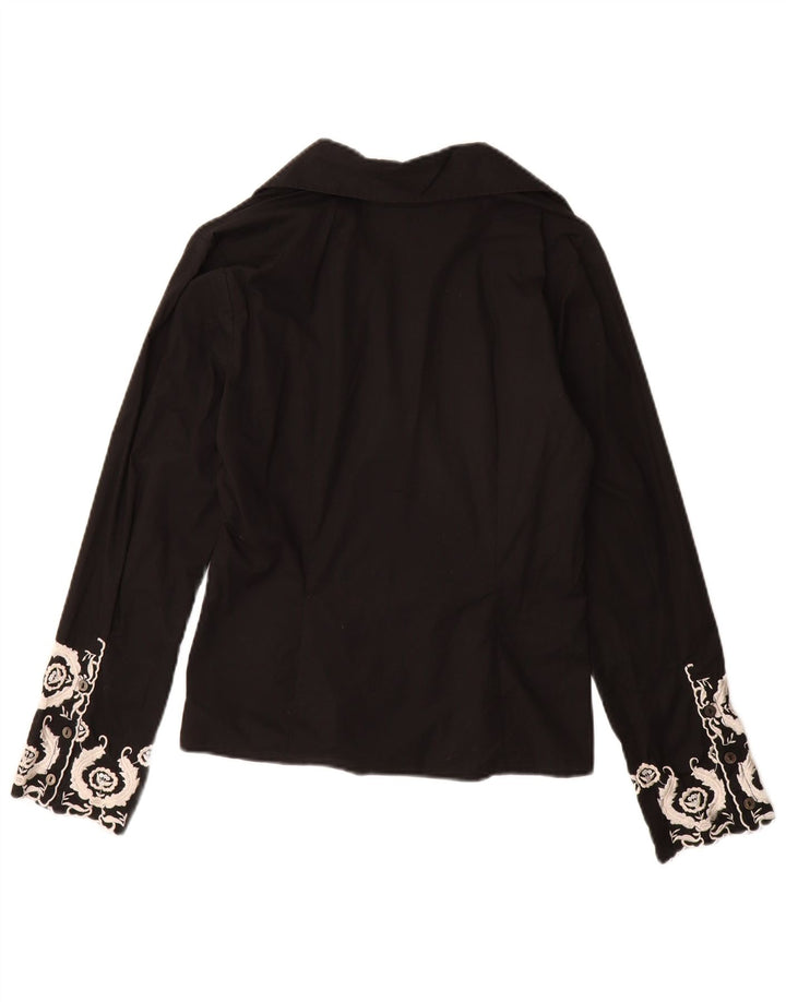 Naracamicie Dame Shirt Bluse UK 12 Medium Black Floral Bomuld