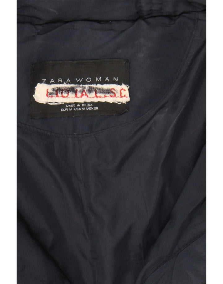 Zara Dame Polstret Jakke UK 12 Medium Navy Blue