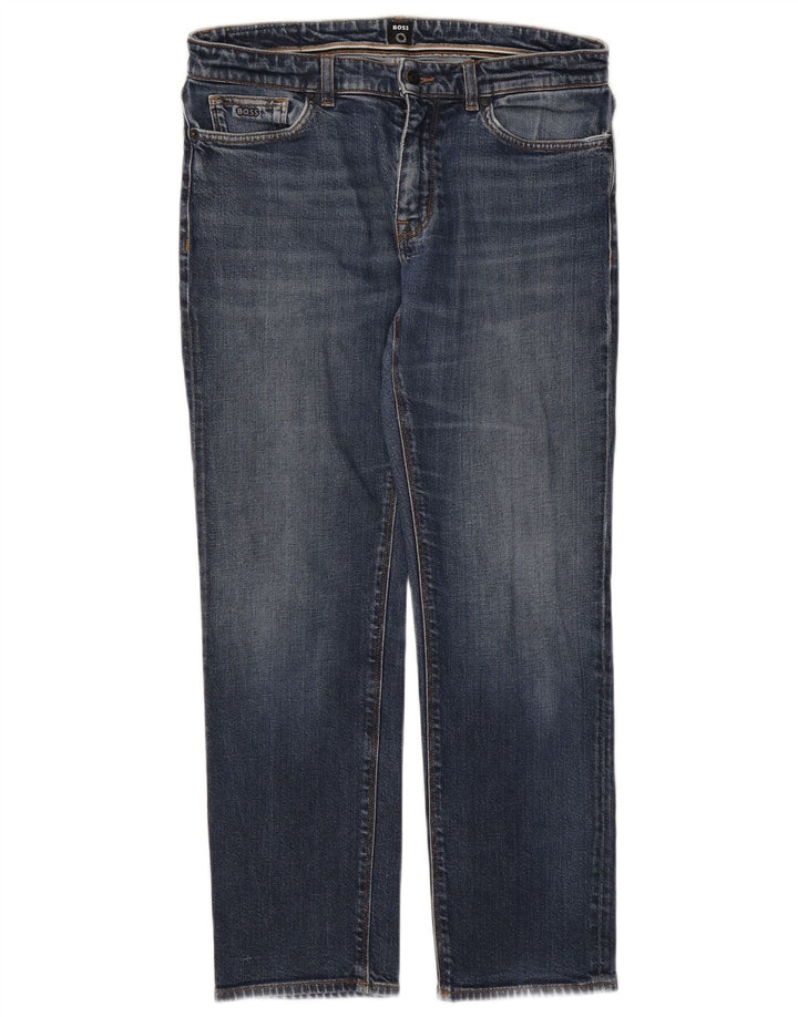 Hugo Boss Straight Jeans til mænd W33 L30 Blå Bomuld