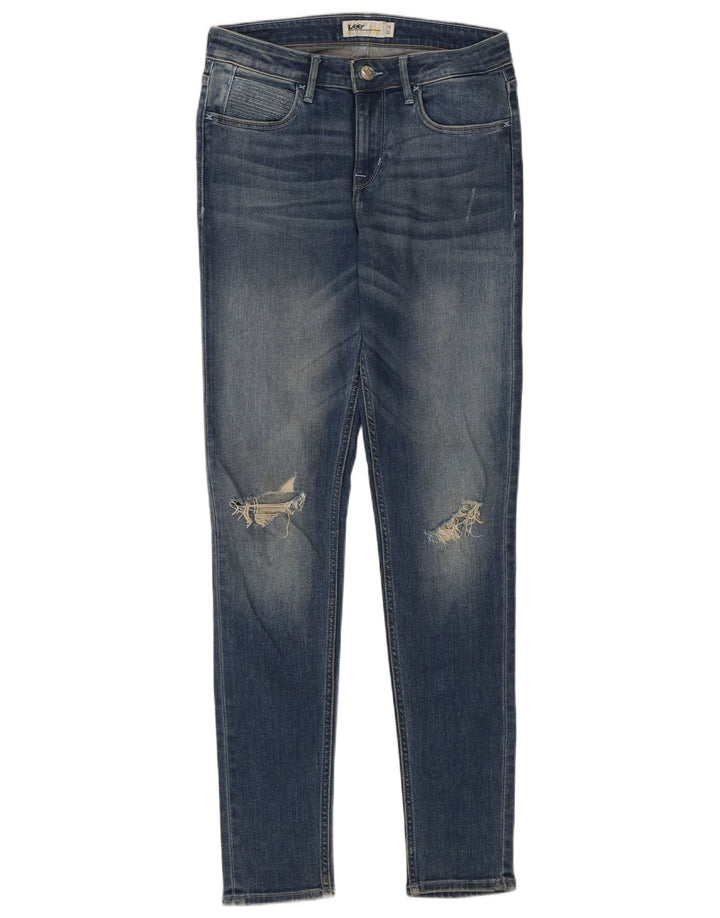 Lee Kvinders Distressed Skinny Jeans W28 L30 Blå Bomuld