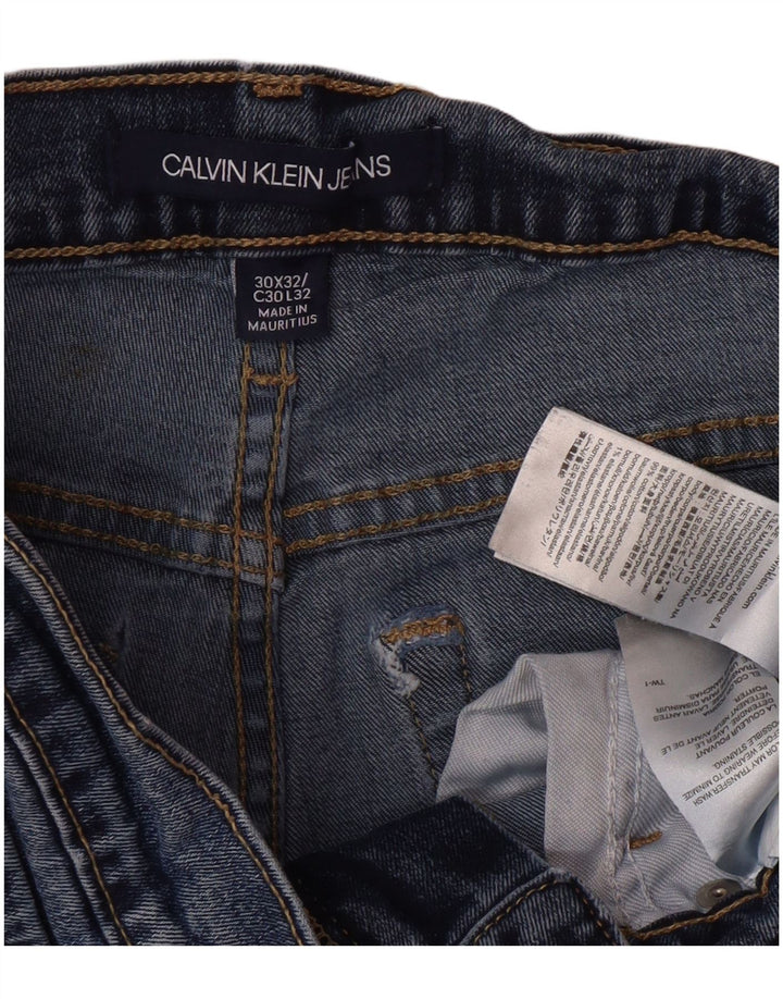 CALVIN KLEIN Herre Slim Jeans W30 L32 Blå Bomuld