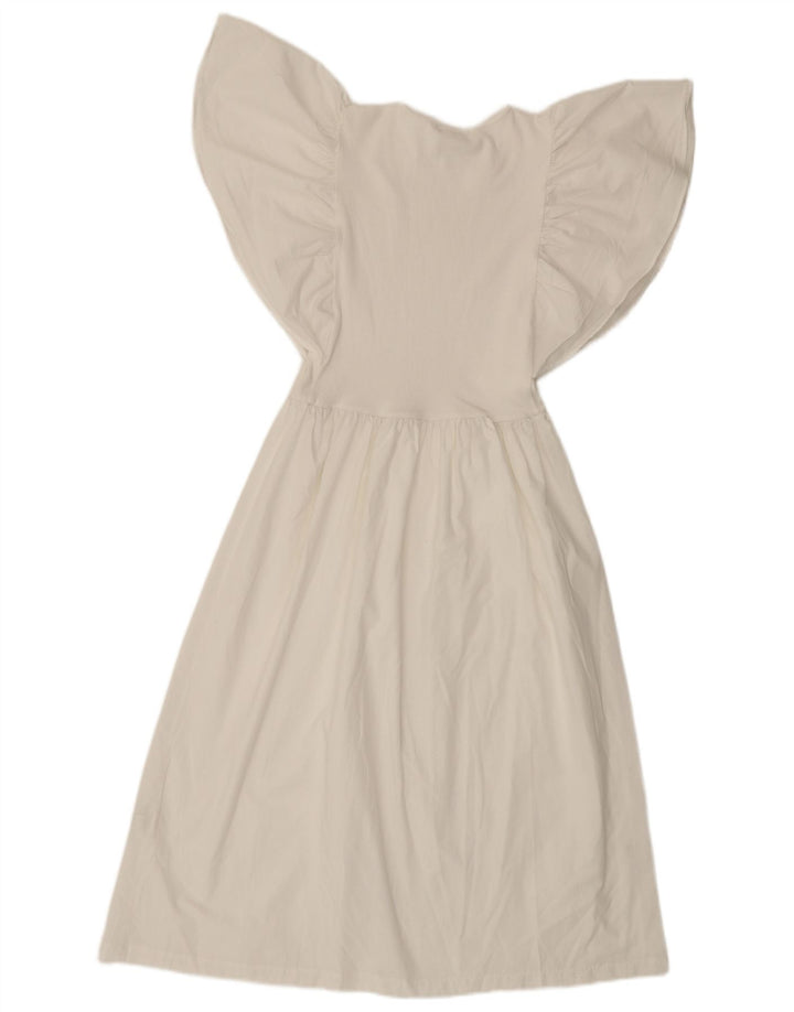 Zara Womens Batwing A-Line Kjole UK 8 Small Off White Polyester