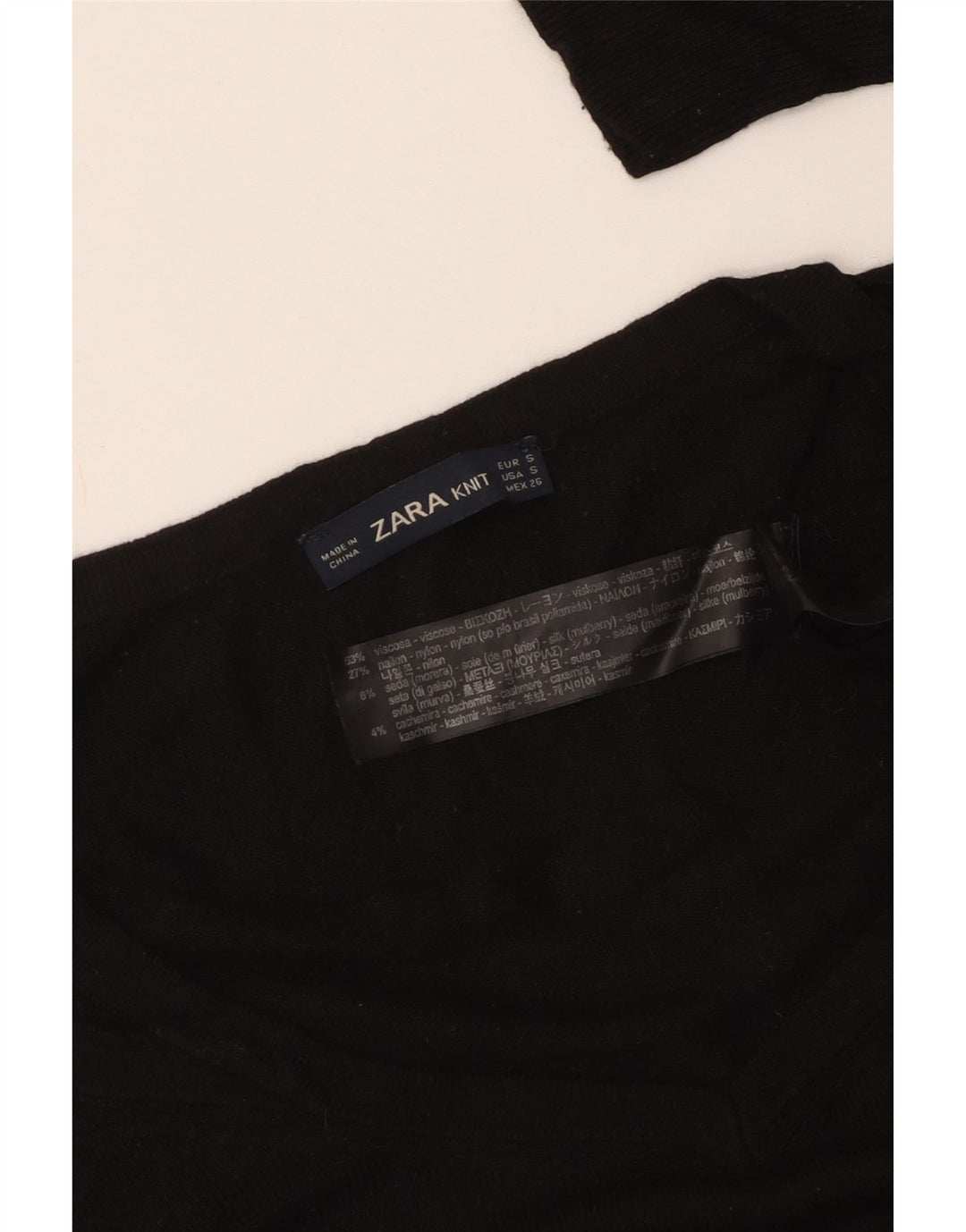 ZARA Dame Oversized V-hals sweater UK 10 Small Black Viscose