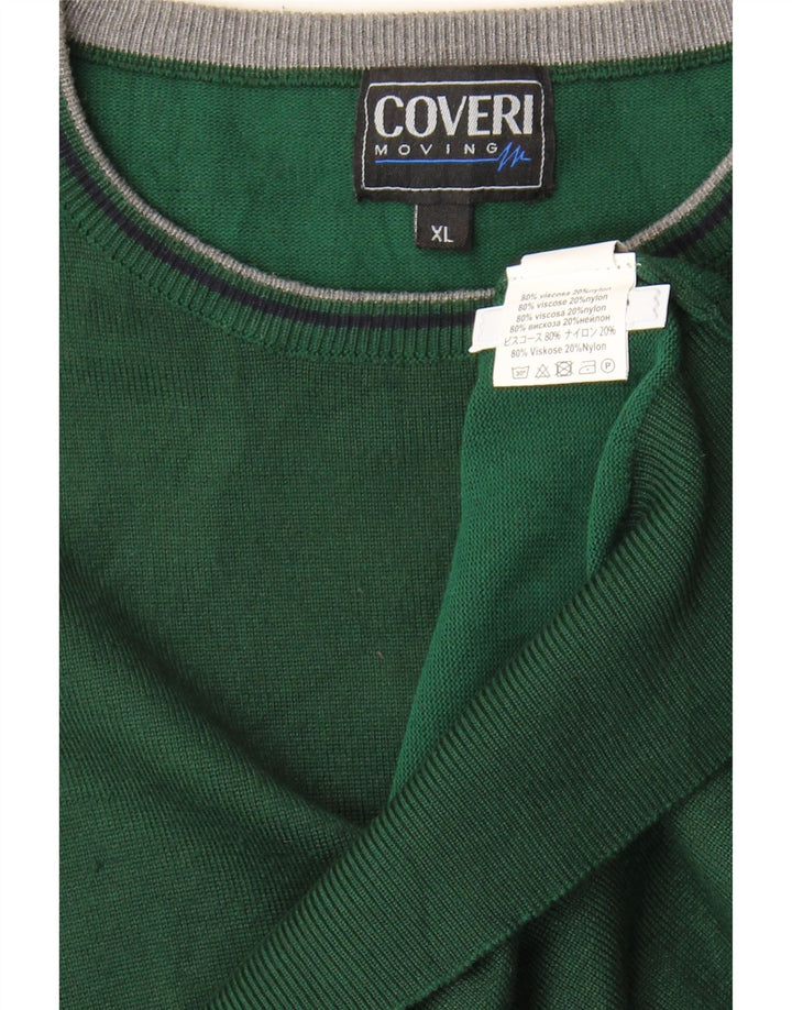 COVERI Mens Crew Neck Jumper Sweater XL Green Viscose Vintage Coveri and Second-Hand Coveri from Messina Hembry 