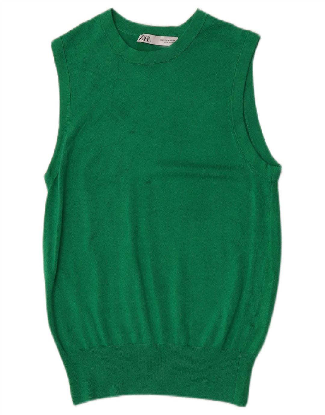 Zara Dame Vest Tank Top UK 12 Medium Green Viscose