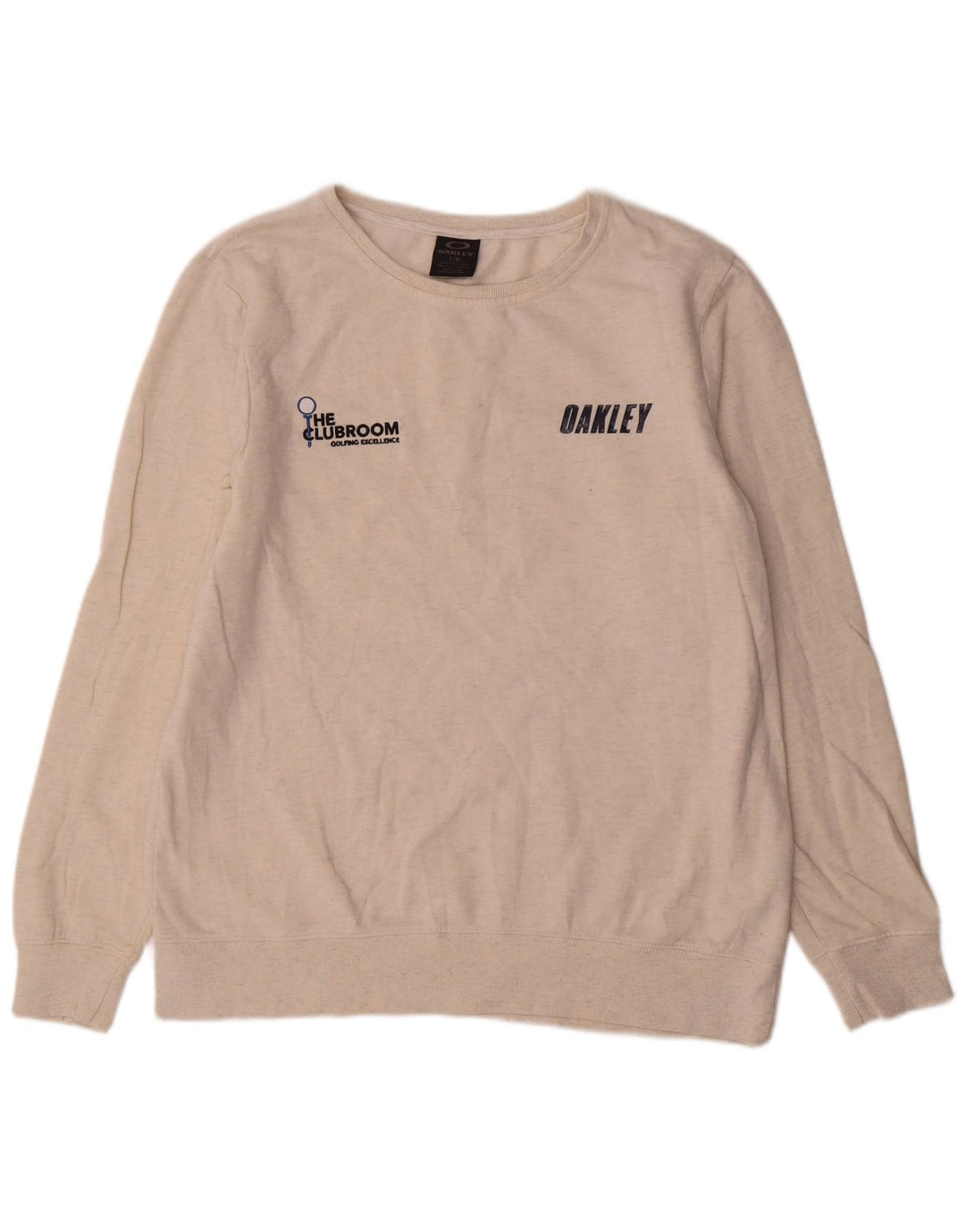 Oakley Herre Grafisk Sweatshirt Jumper Stor Beige Flecked Bomuld