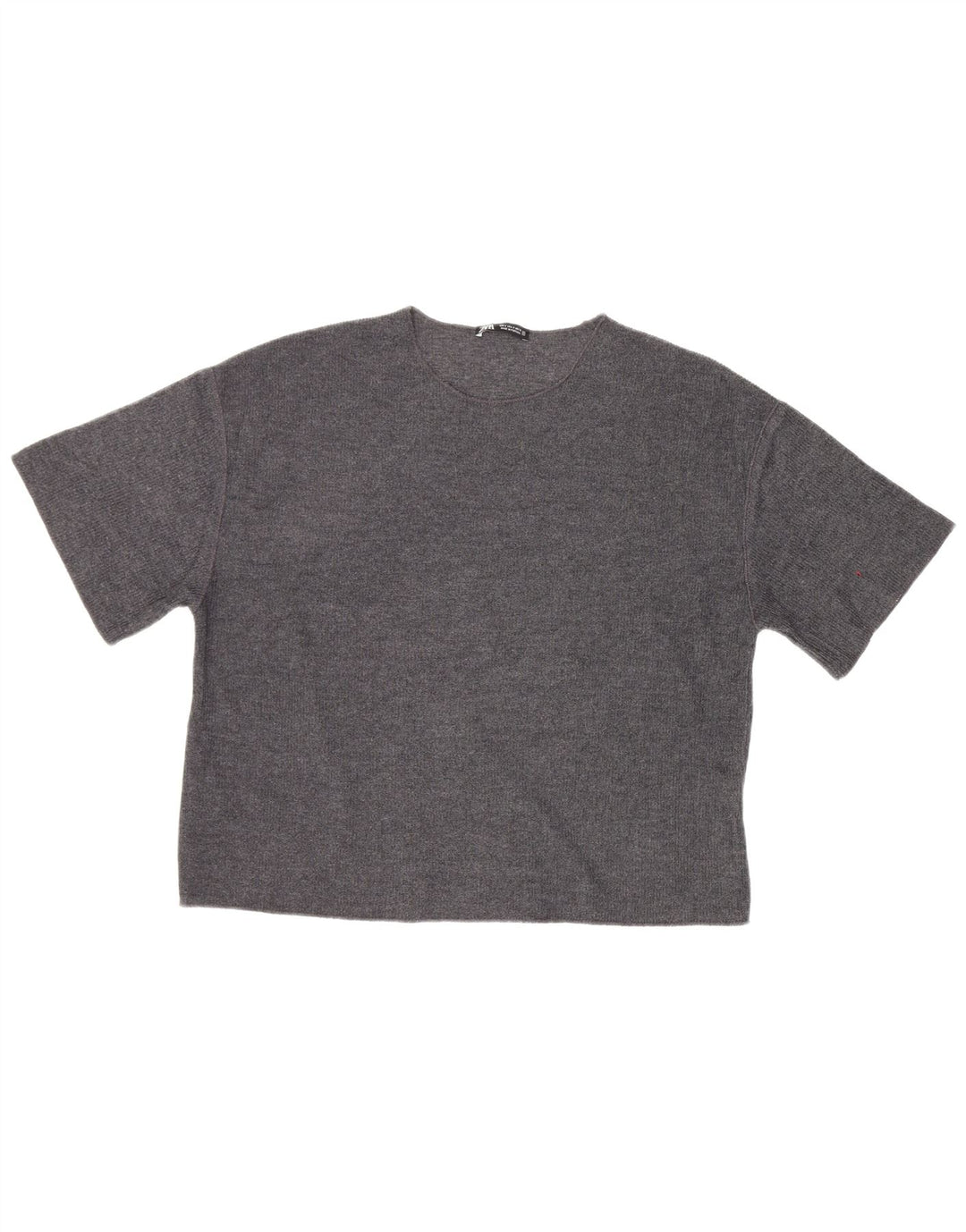 Zara Dame Oversized T-Shirt Top UK 10 Small Grå Polyester