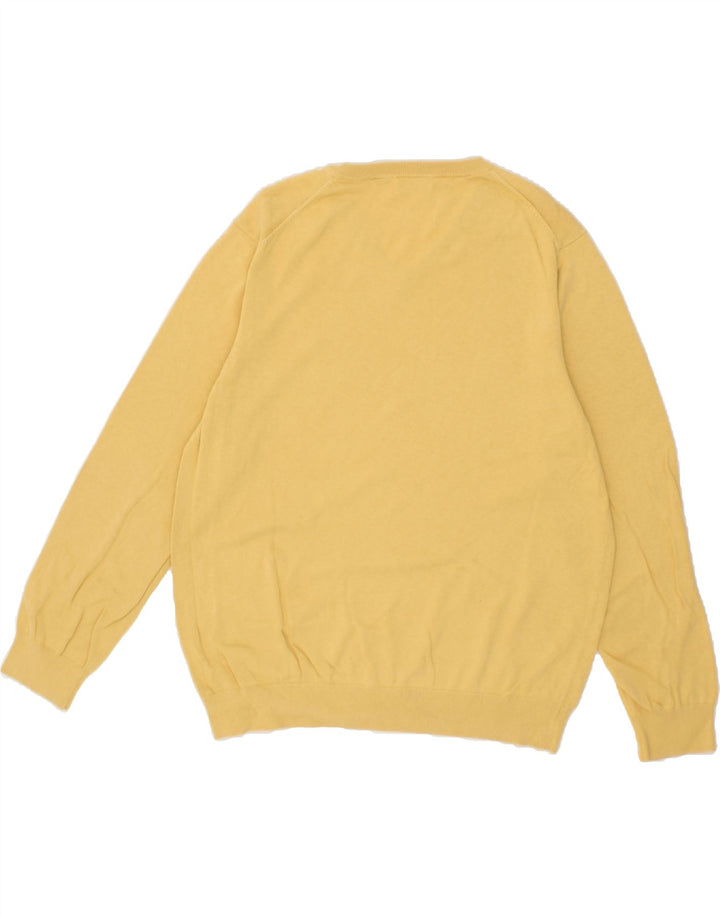 IZOD Mens V-Neck Jumper Sweater Large Yellow Cotton Vintage Izod and Second-Hand Izod from Messina Hembry 