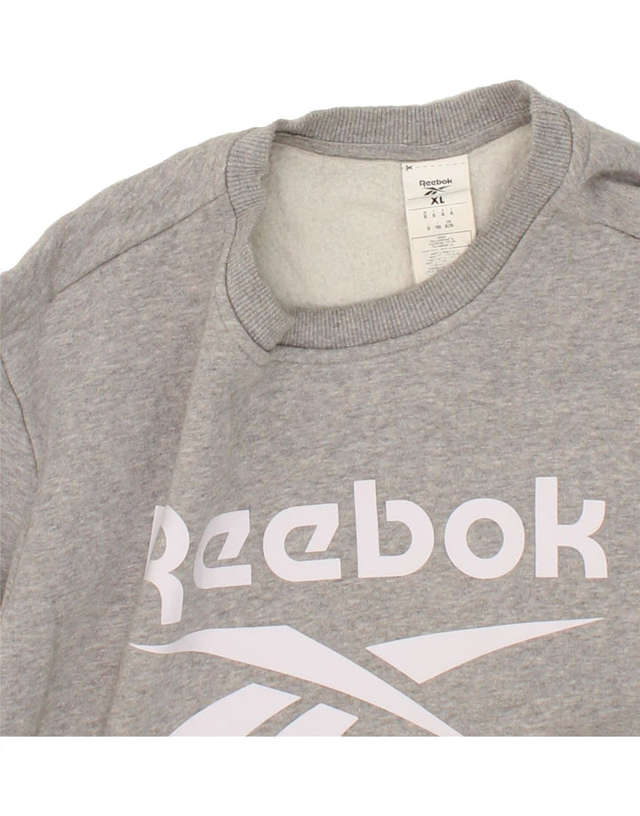 REEBOK Mens Graphic Sweatshirt Jumper XL Grey Cotton Vintage Reebok and Second-Hand Reebok from Messina Hembry 