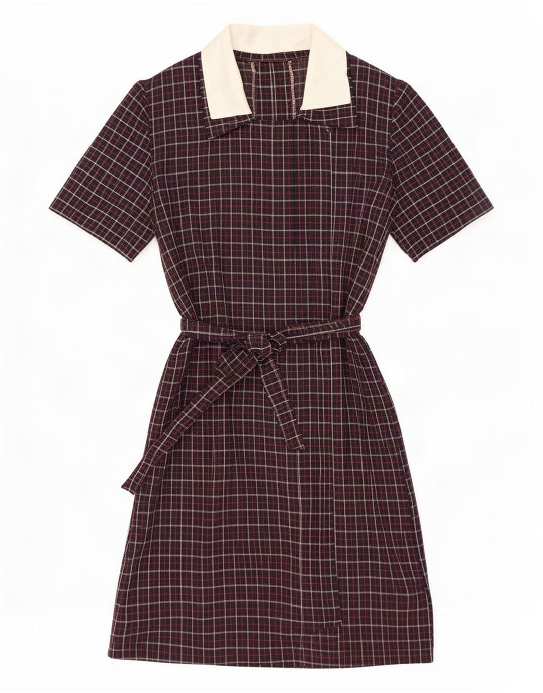 Vintage Dame Basic Dress UK 12 Medium Navy Blue Check