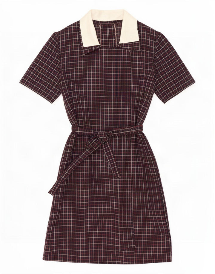 Vintage Dame Basic Dress UK 12 Medium Navy Blue Check