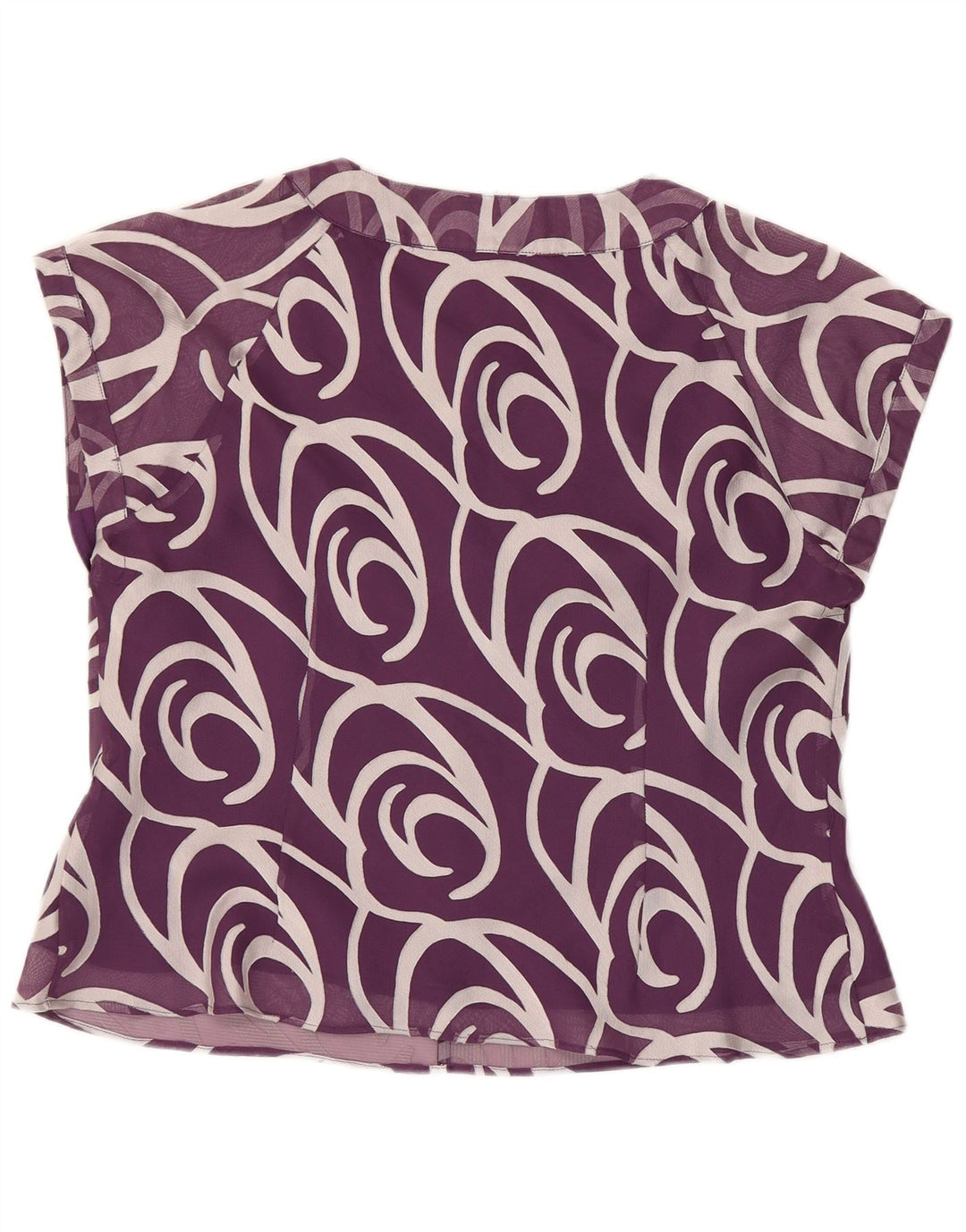 Jacques Vert kvinders abstrakt mønster bluse Top UK 18 XL Lilla viskose