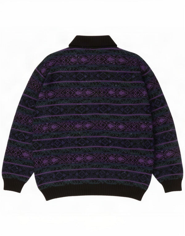 Vintage Polo-halstrøje til mænd Large Multicolored Fair Isle Wool