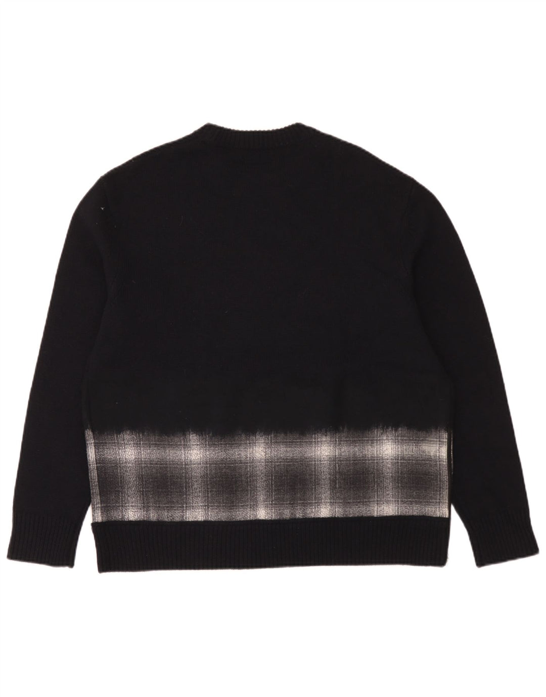 All Saints Herre Oversized Crew Neck sweater Medium Navy Blue Check