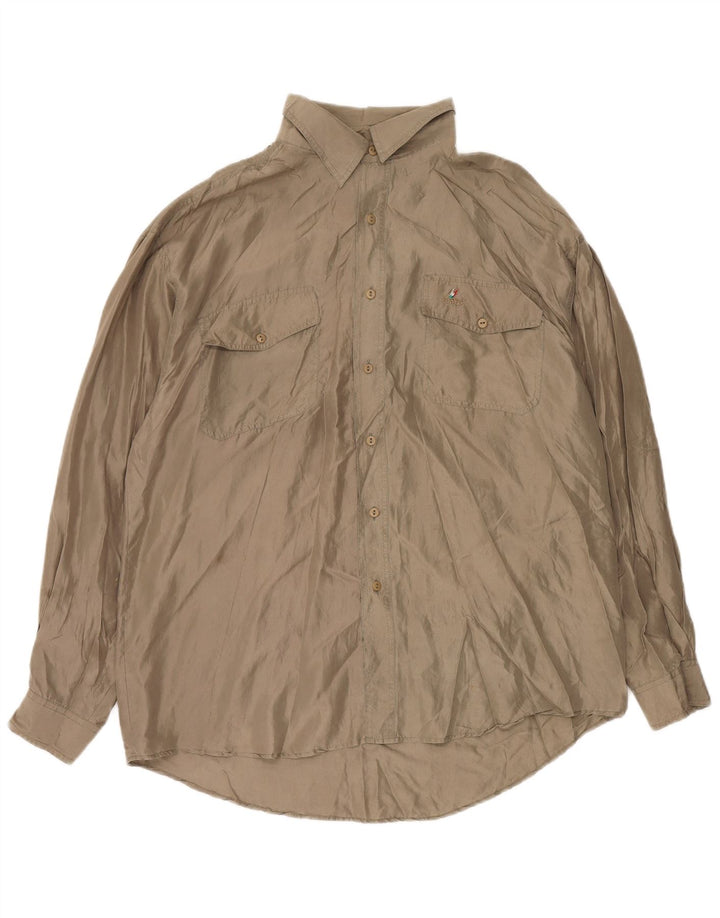 VINTAGE herreskjorte XL brun silke