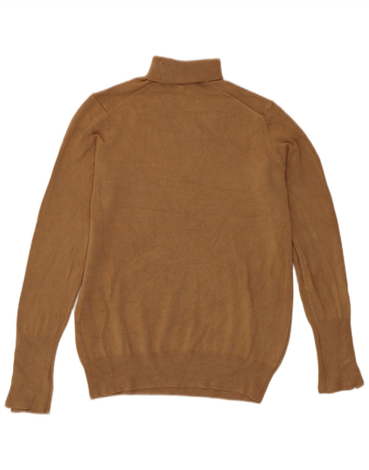 Zara Dame Roll Neck Jumper Sweater UK 12 Medium Beige Viscose