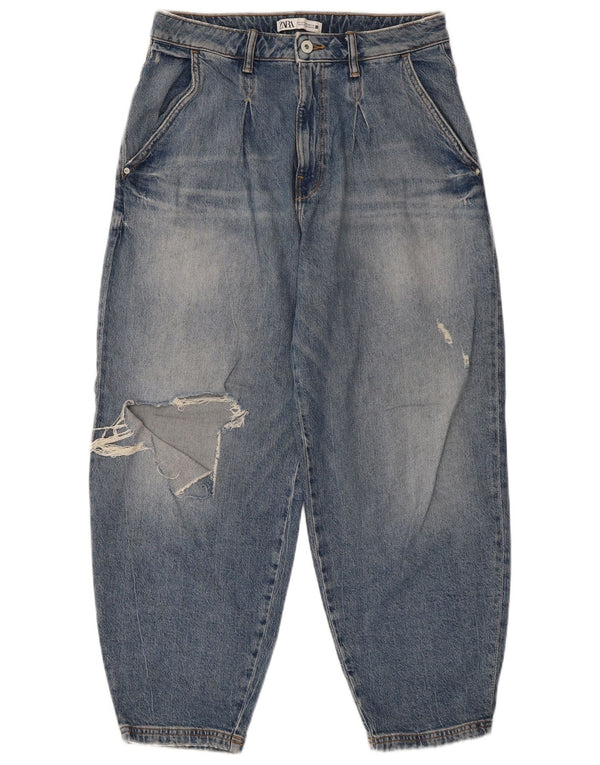 Zara Womens Distressed Tapered Jeans EU 40 Medium W30 L26 Blue Cotton