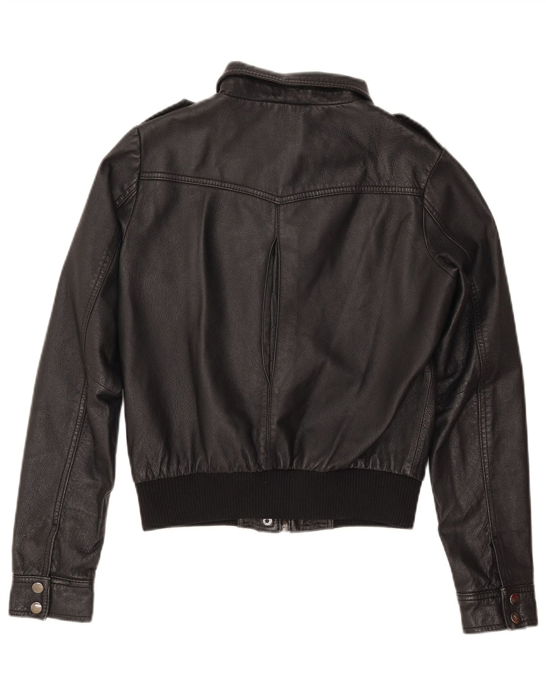 H&M Dame Crop Læderjakke EU 38 Medium Sort Læder