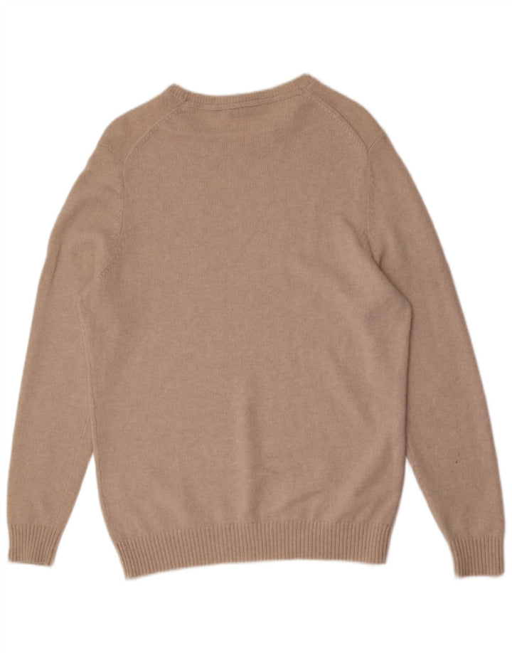 LYLE & SCOTT Herre Boat Neck Jumper Sweater Stor Beige Uld