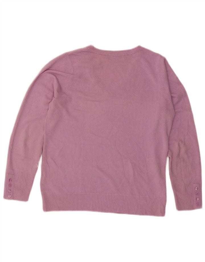 Marks & Spencer Dame V-hals sweater UK 12 Medium Lilla Akryl