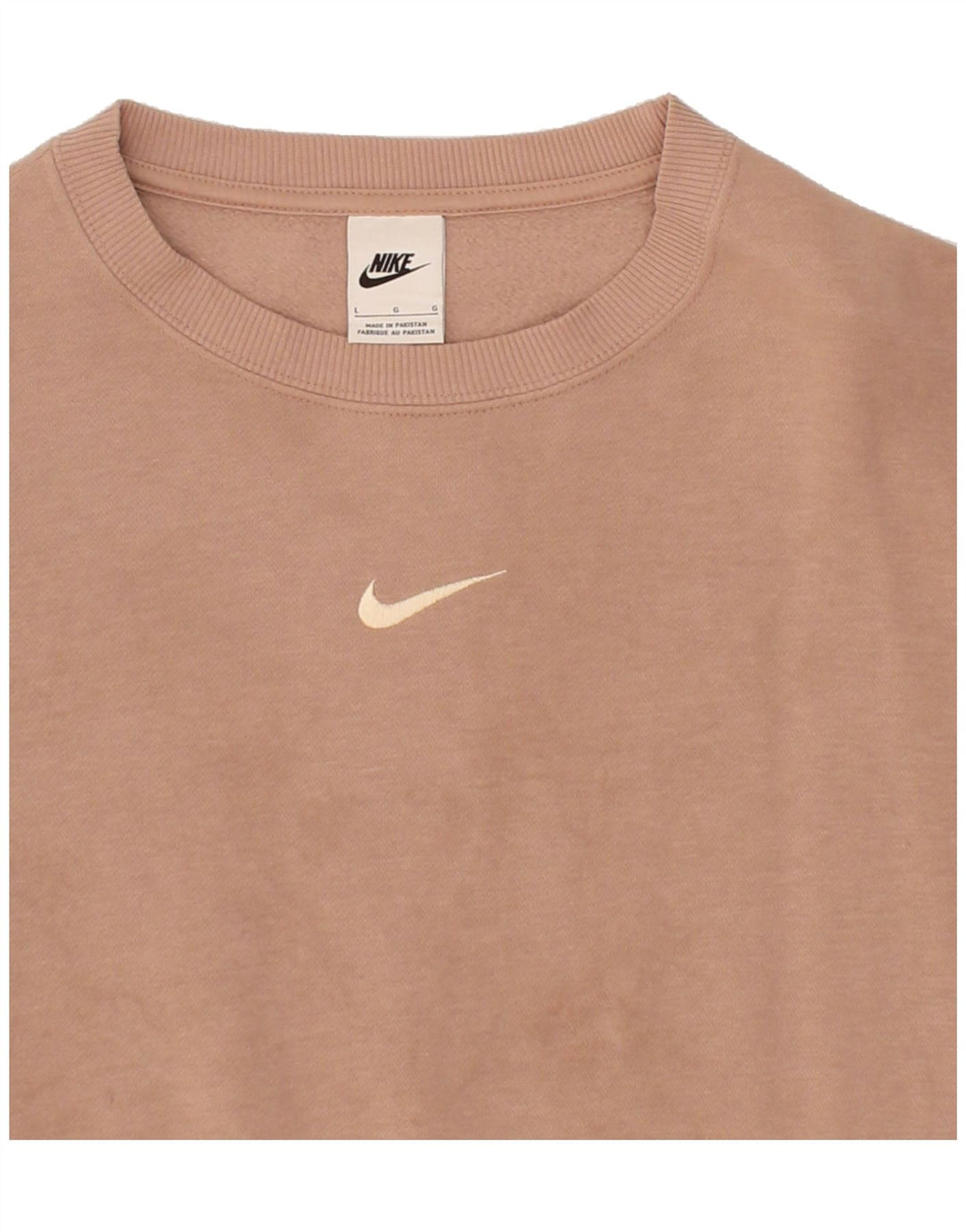 NIKE Womens Oversized Crop Sweatshirt Jumper UK 16 Large Pink Bomuld