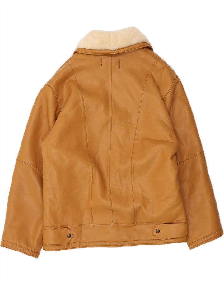VINTAGE Mens Shearling Jacket UK 38 Medium Brown Vintage Vintage and Second-Hand Vintage from Messina Hembry 
