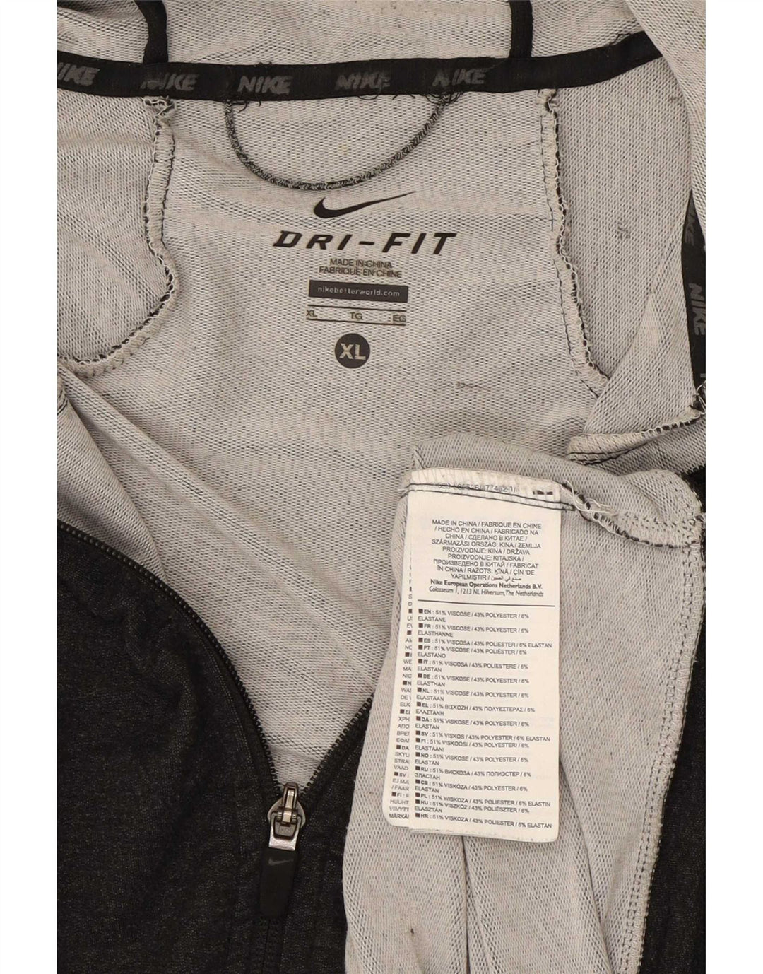 Nike Herre Dri Fit Hættetrøje med lynlås XL Grå Viscose