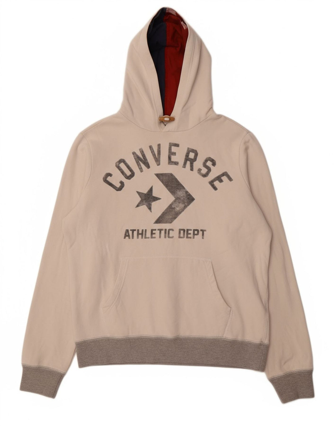 CONVERSE Womens Graphic Hoodie Jumper UK 14 Medium White Cotton