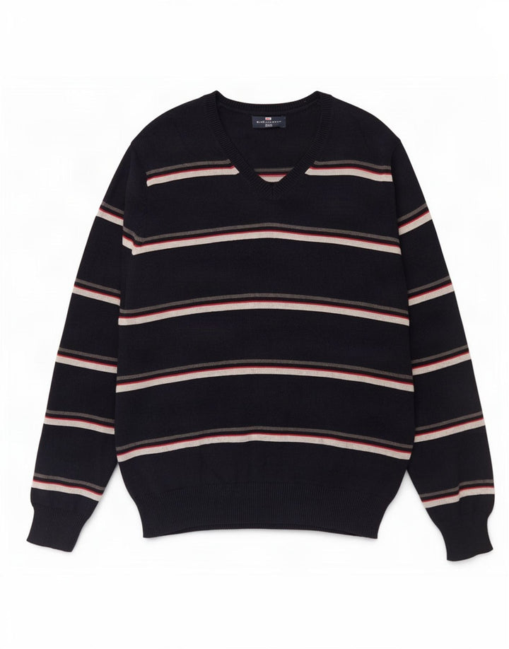 Marks & Spencer Herre Blue Harbor V-hals sweater Medium Navy stribet