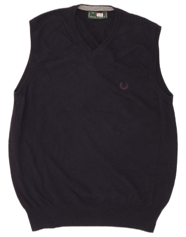 Fred Perry Herrevest Tank Top Stor Marineblå Uld