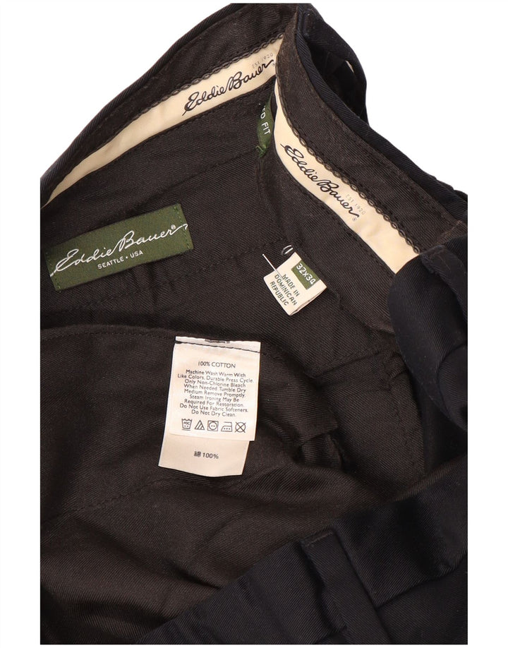 EDDIE BAUER Straight Chino-bukser til mænd W32 L34 Sort bomuld