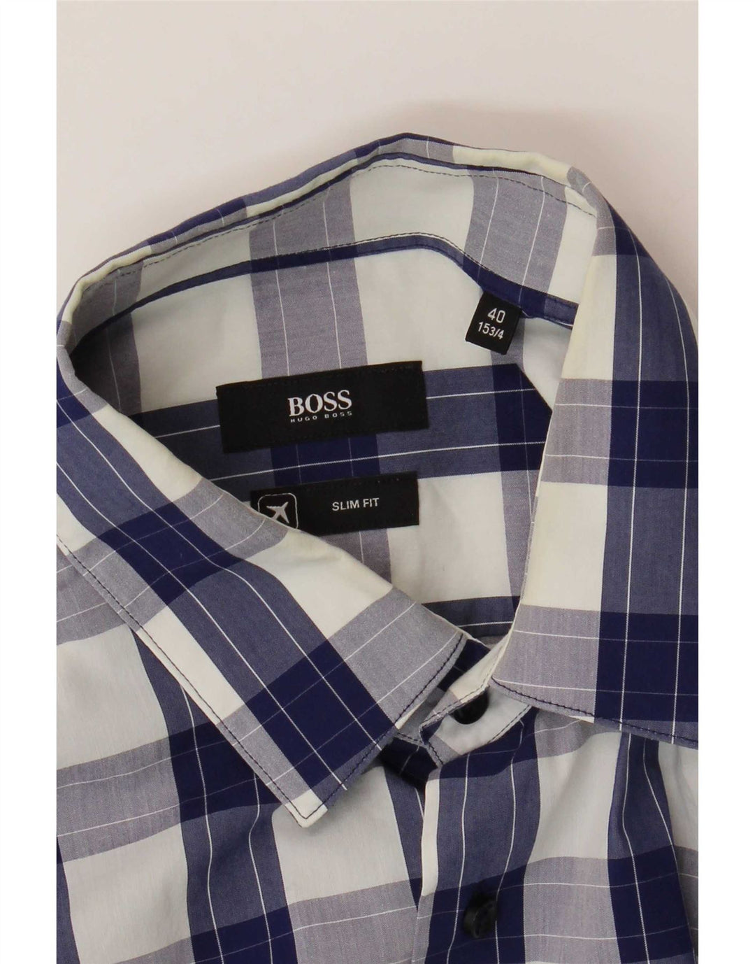 Hugo Boss Herre Slim Fit Skjorte Størrelse 40 15 3/4 Medium Blue Check