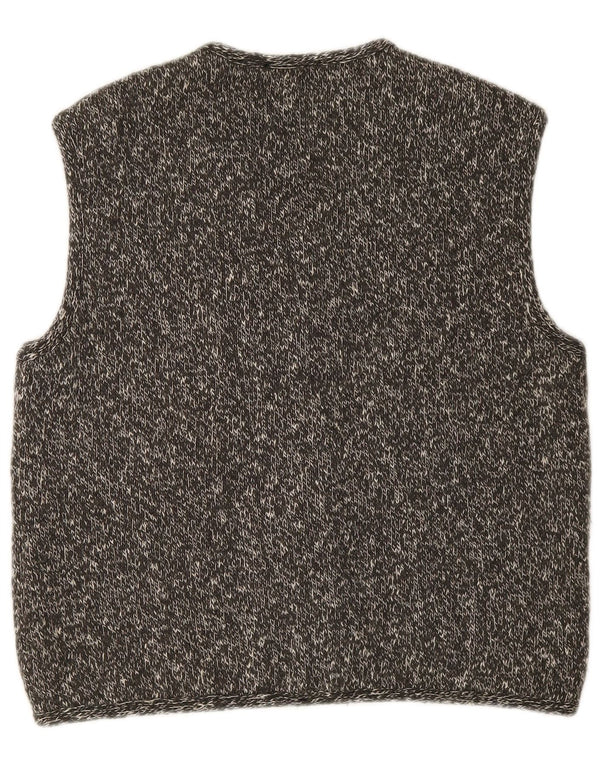 Vintage damestrikket Gilet UK 16 Large Grey Flecked Wool