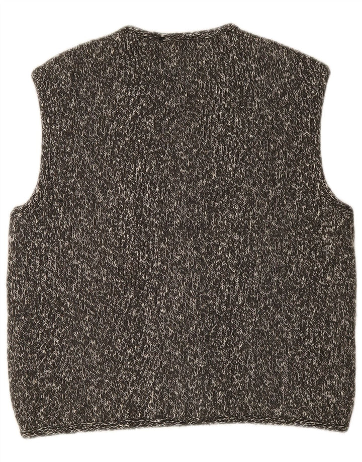 Vintage damestrikket Gilet UK 16 Large Grey Flecked Wool