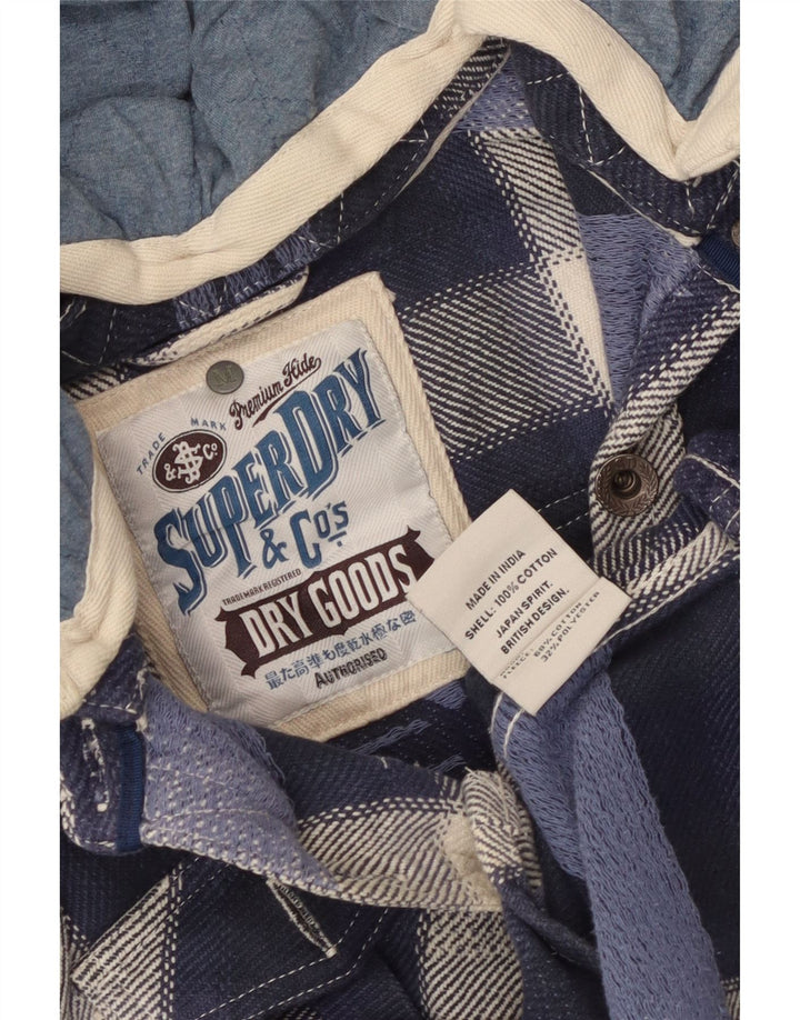 Superdry Lumberjack Flanelskjorte med hætte til mænd Medium Blue Plaid Aztec